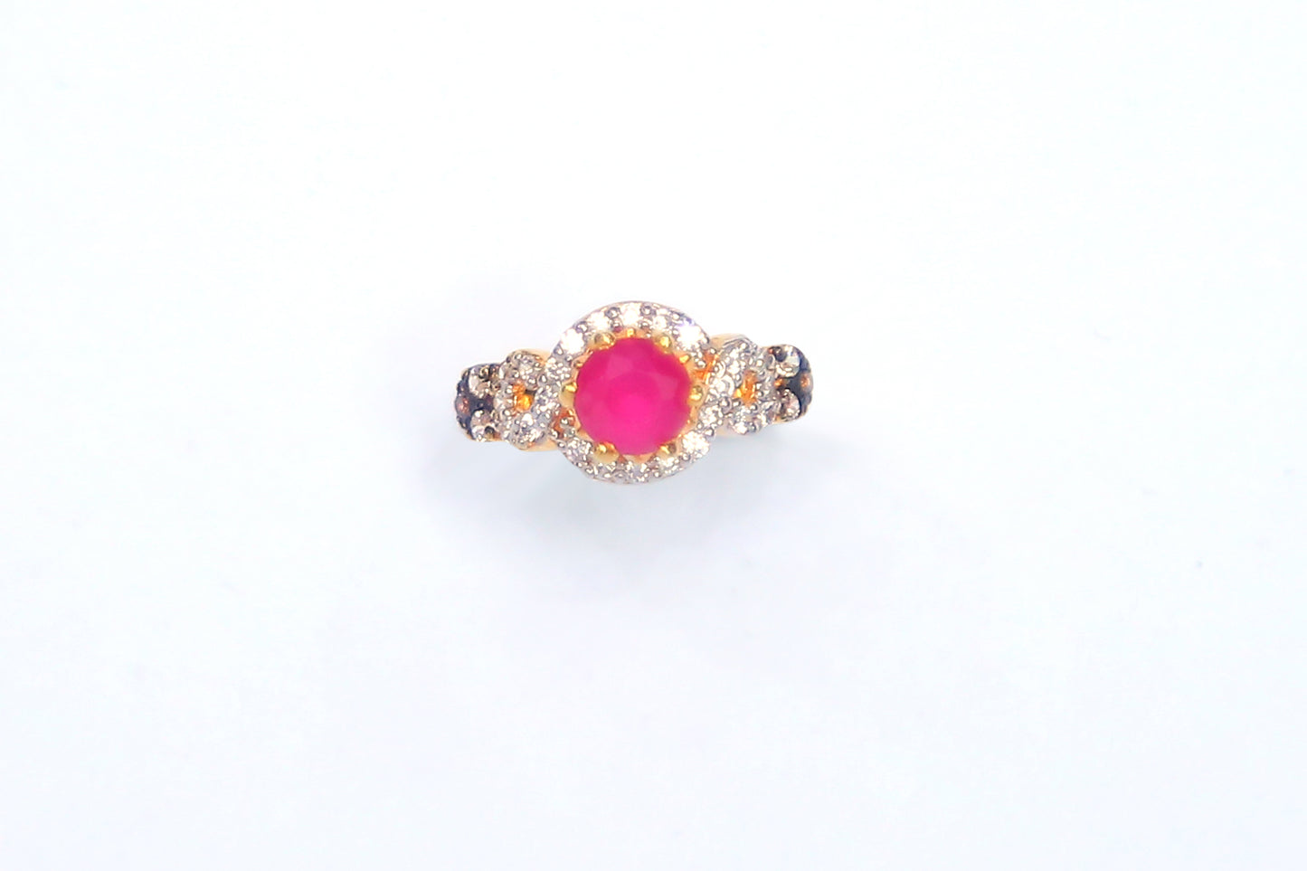 PINK & ZIRCON GOLDPLATED RING