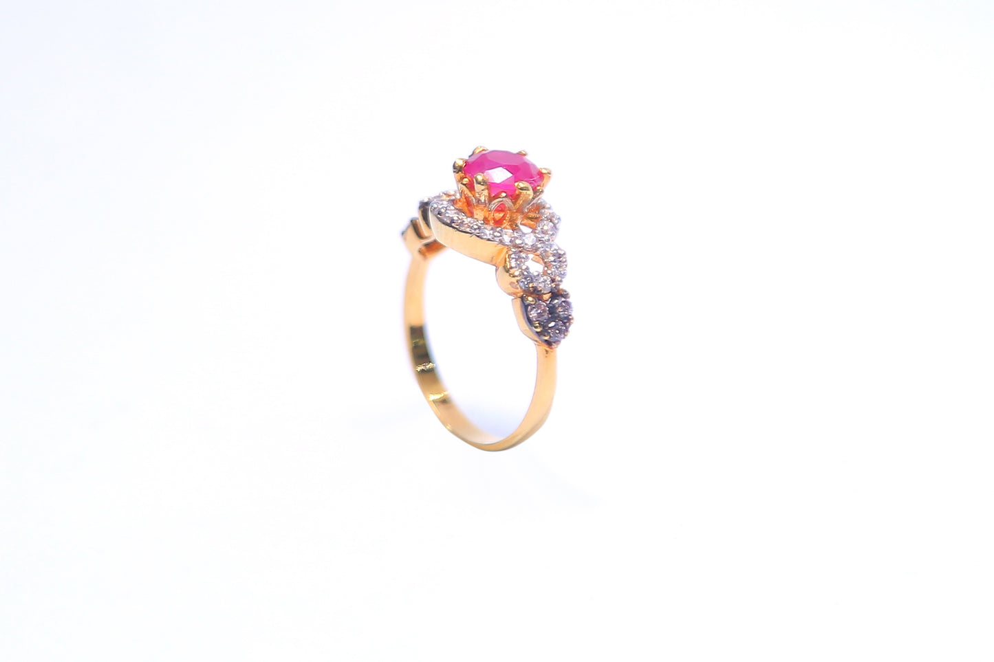 PINK & ZIRCON GOLDPLATED RING