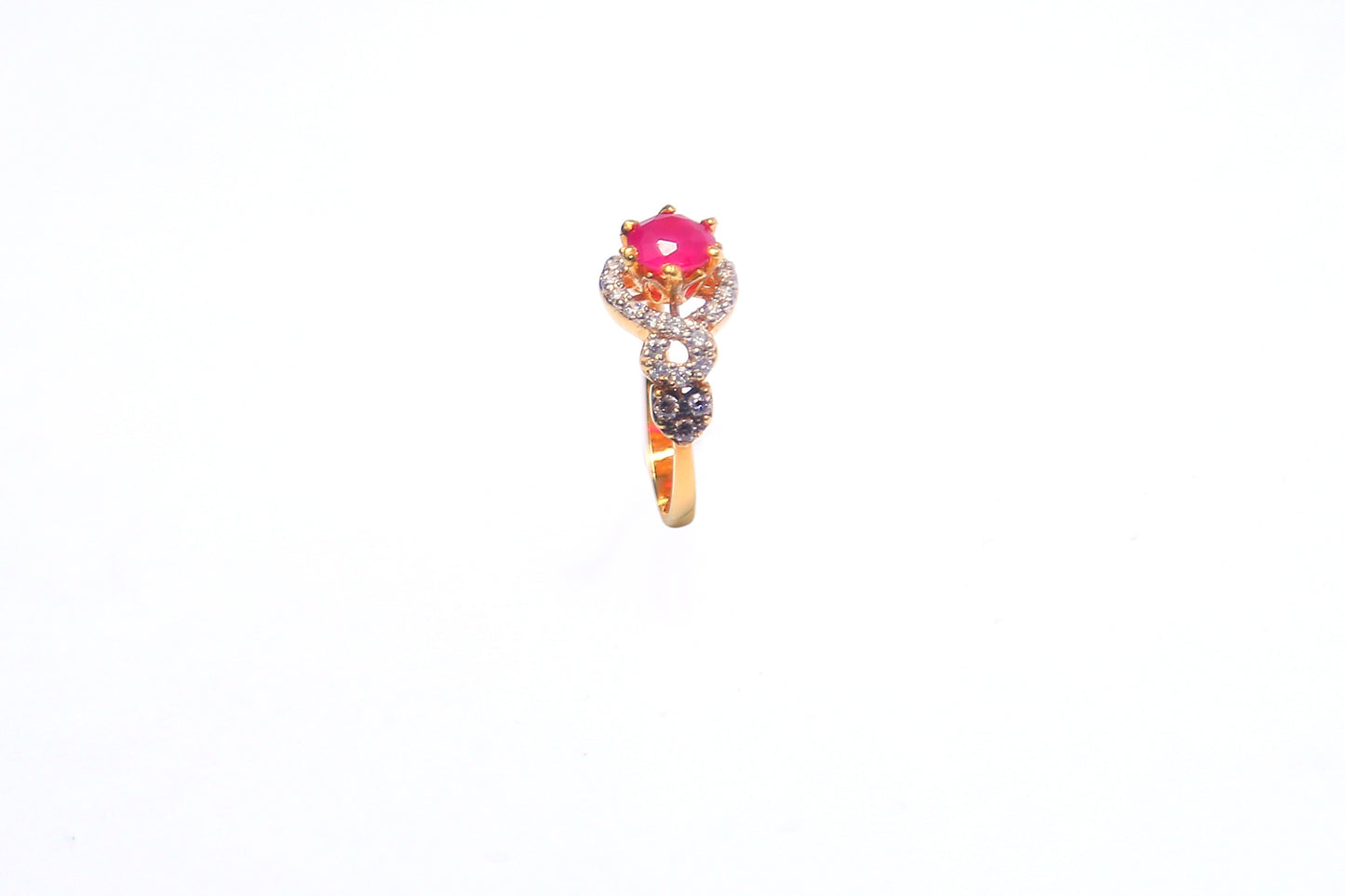 PINK & ZIRCON GOLDPLATED RING