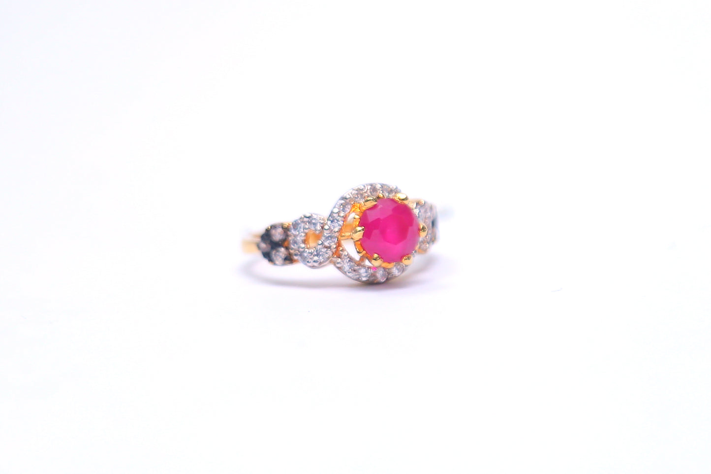 PINK & ZIRCON GOLDPLATED RING