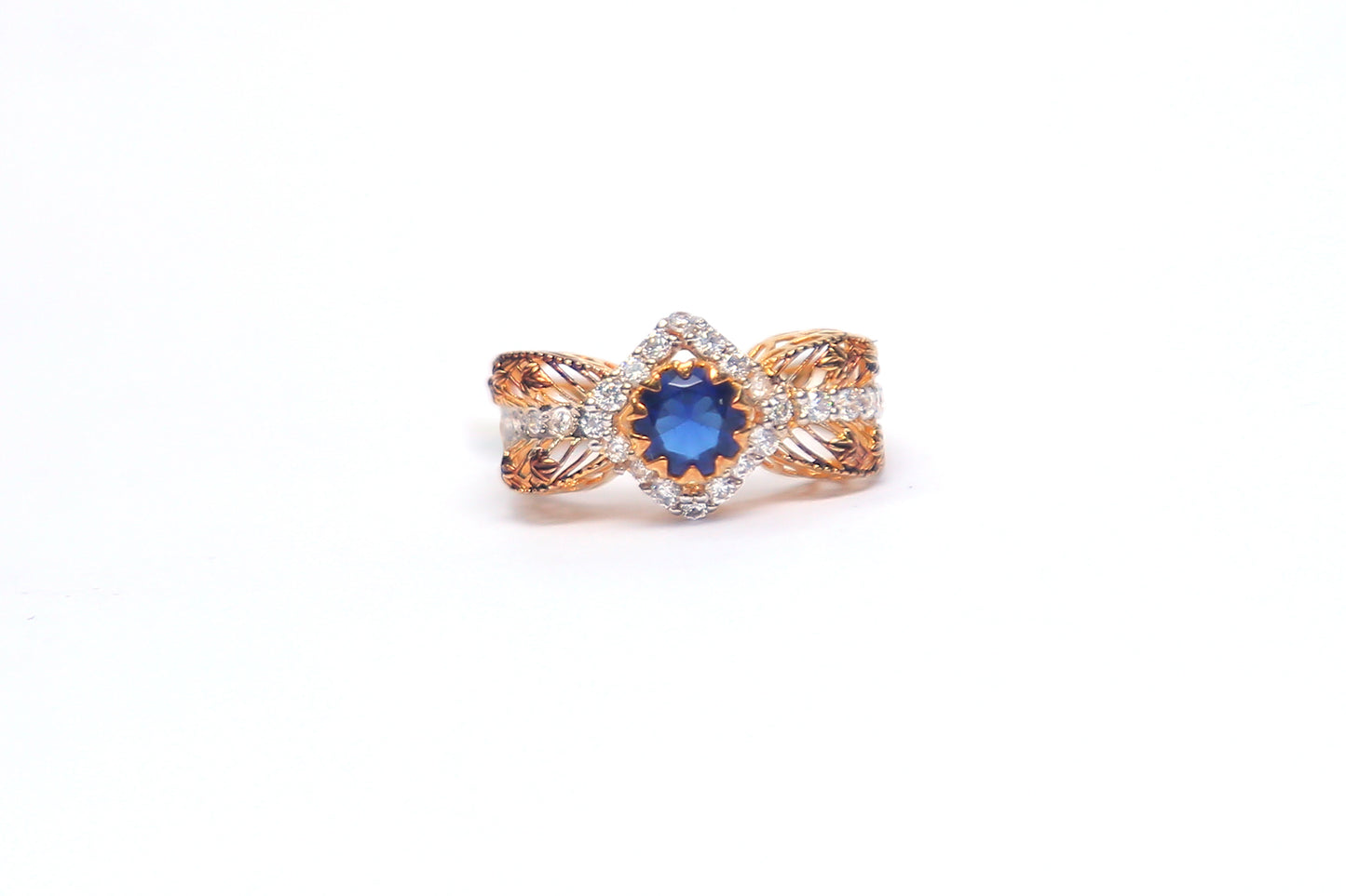 BLUE AND ZIRCON WITH ELECTRO GOLDPLATING