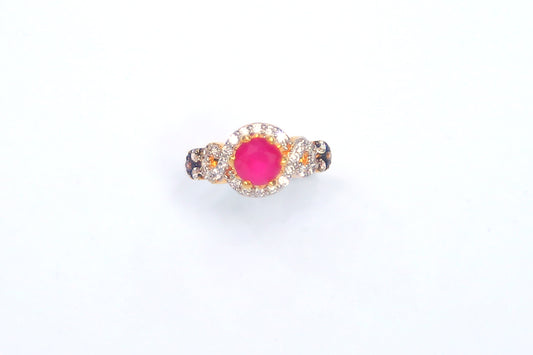 PINK & ZIRCON GOLDPLATED RING